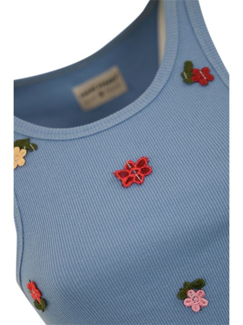 Top canotta con ricamo fiori Azzurro FRONT STREET | 3449121